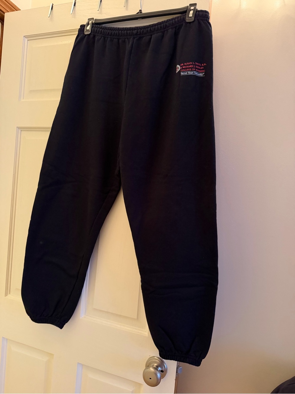 Sacred Heart University Nursing Black Track Joggers with Elastic Ankles